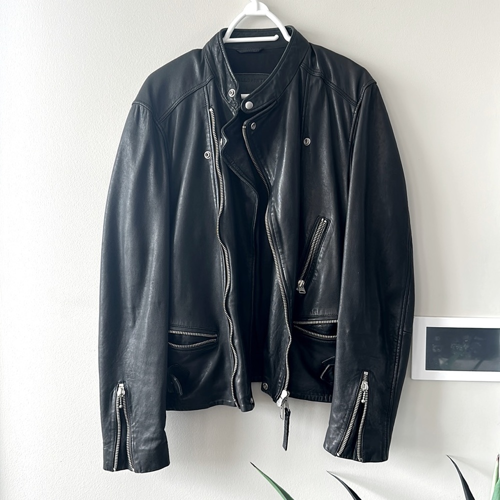 All Saints leather bomber jacket